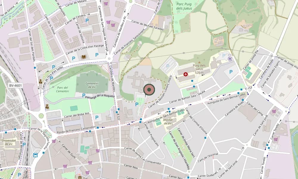 Mapa de Vic amb la situació del Seminari, a la Ronda de Francesc Camprodon
